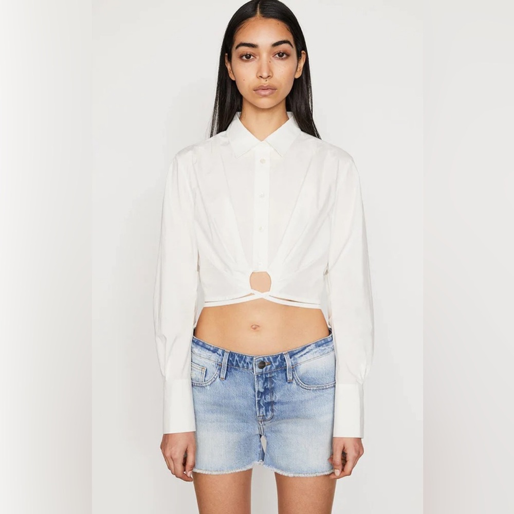 Frame Poplin Wrap Tie Shirt - Color: White Size: XS - NEVER BEEN WORN